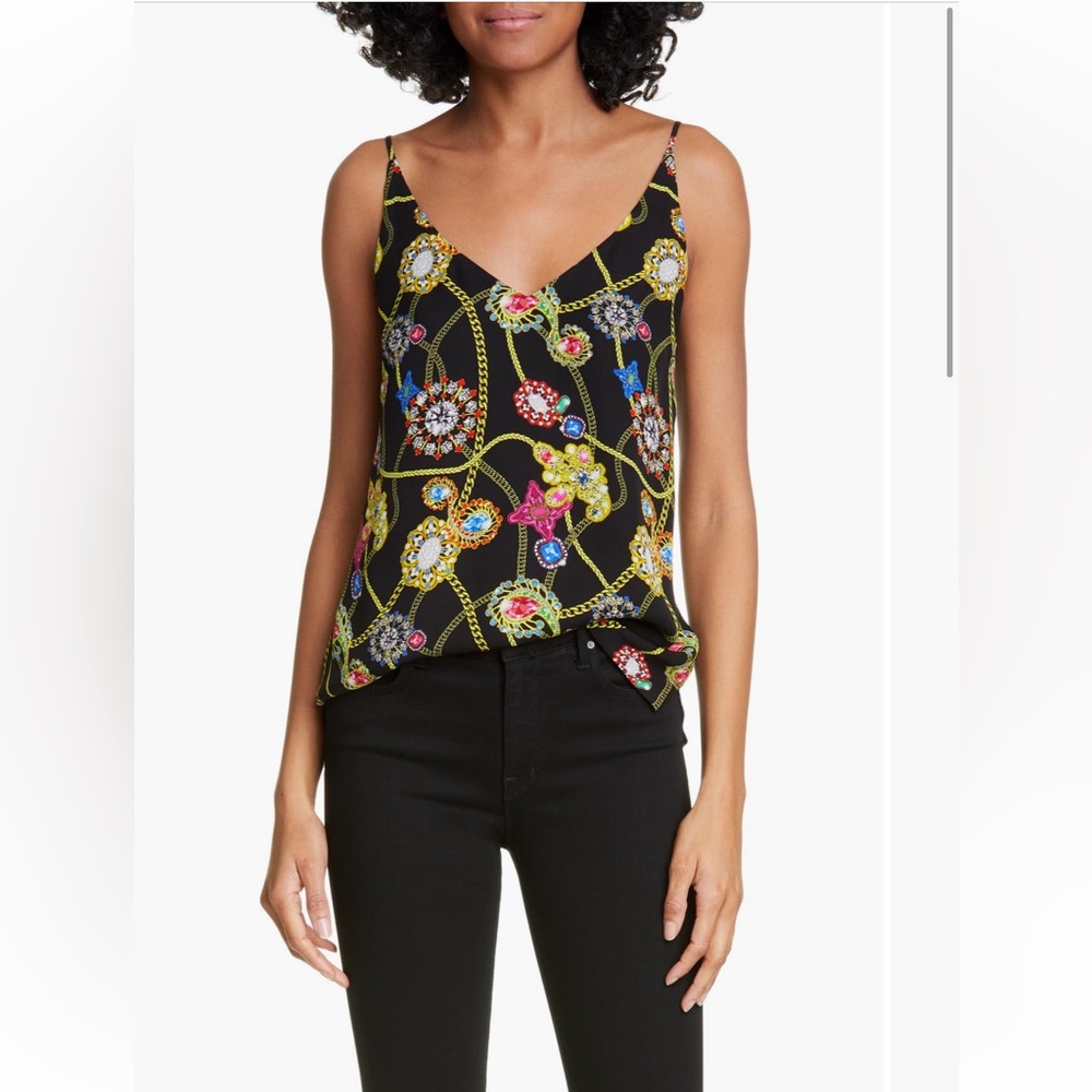 Black and multicolored jeweled camisole